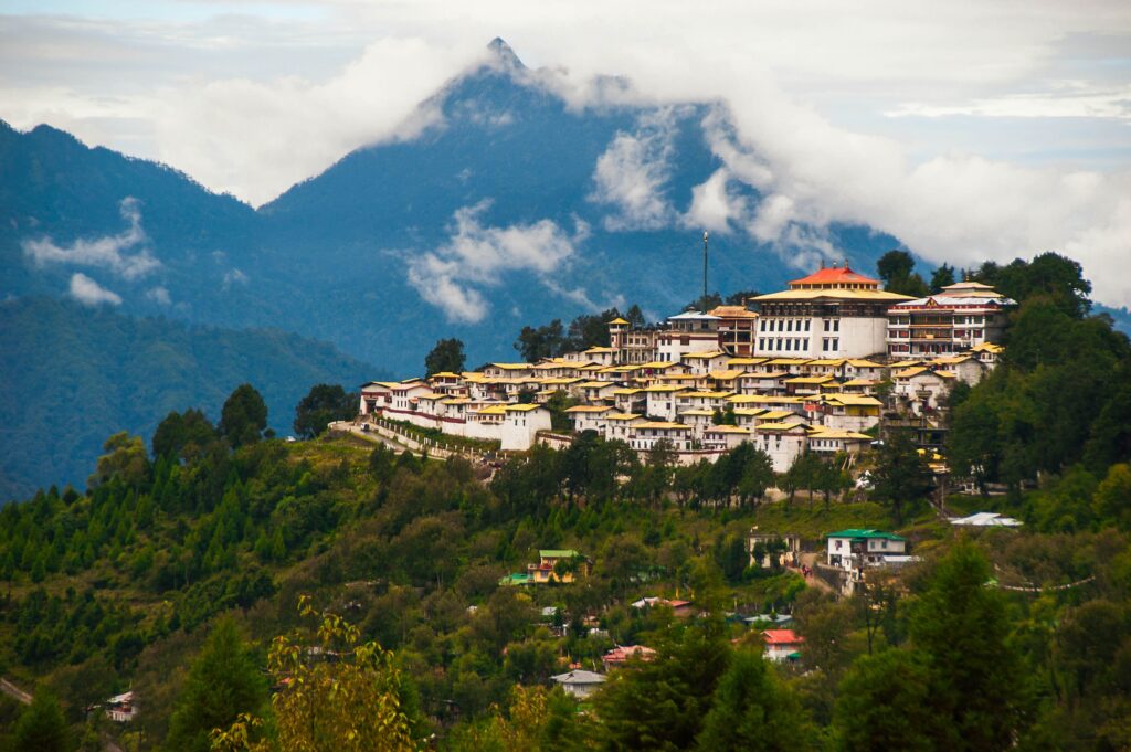 A panoramic view of Tawang Monastery, one of the largest Buddhist monasteries in India.